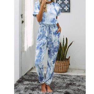 Women’s Short Sleeve Tie Dye Jumpsuit